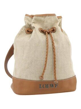 LOEWE Purse Shoulder Bag Canvas Beige Gold
